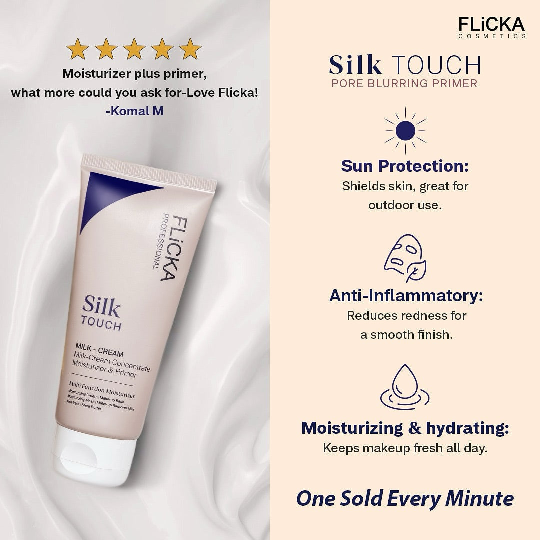 Flicka Silk Touch 3 in 1 Moisturizer and Primer for Face | All Skin Types